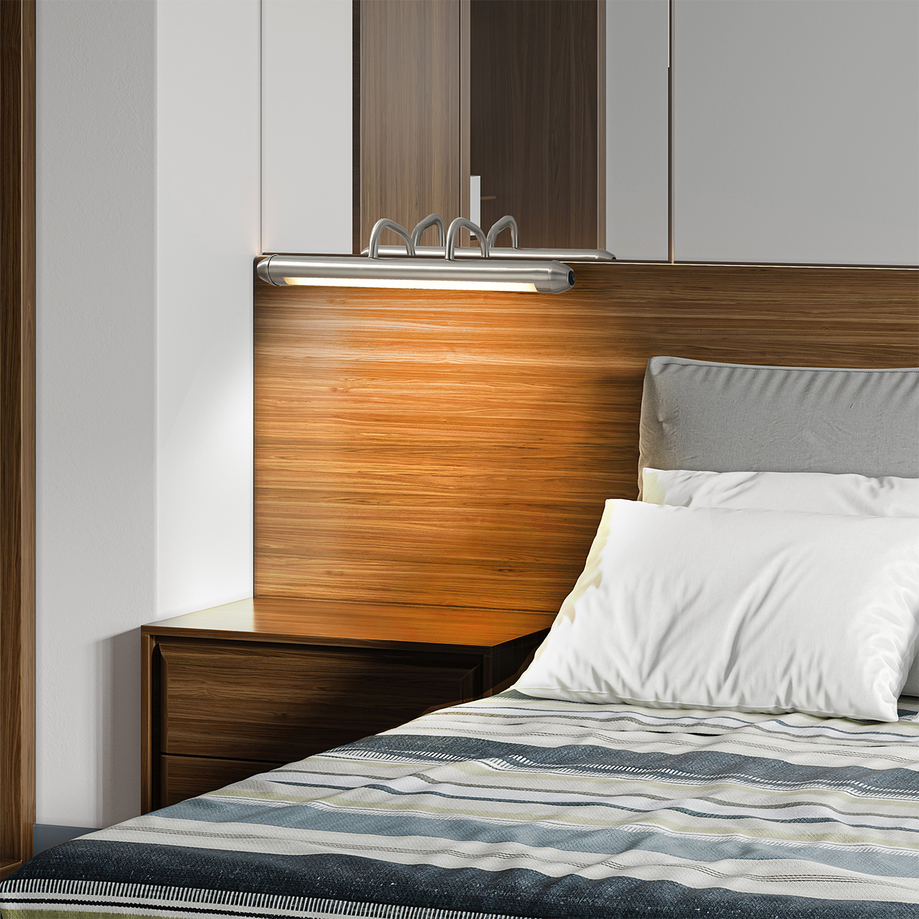 Bradley Bar Wall Light – Satin Nickel, Plug-in, On/Off Switch