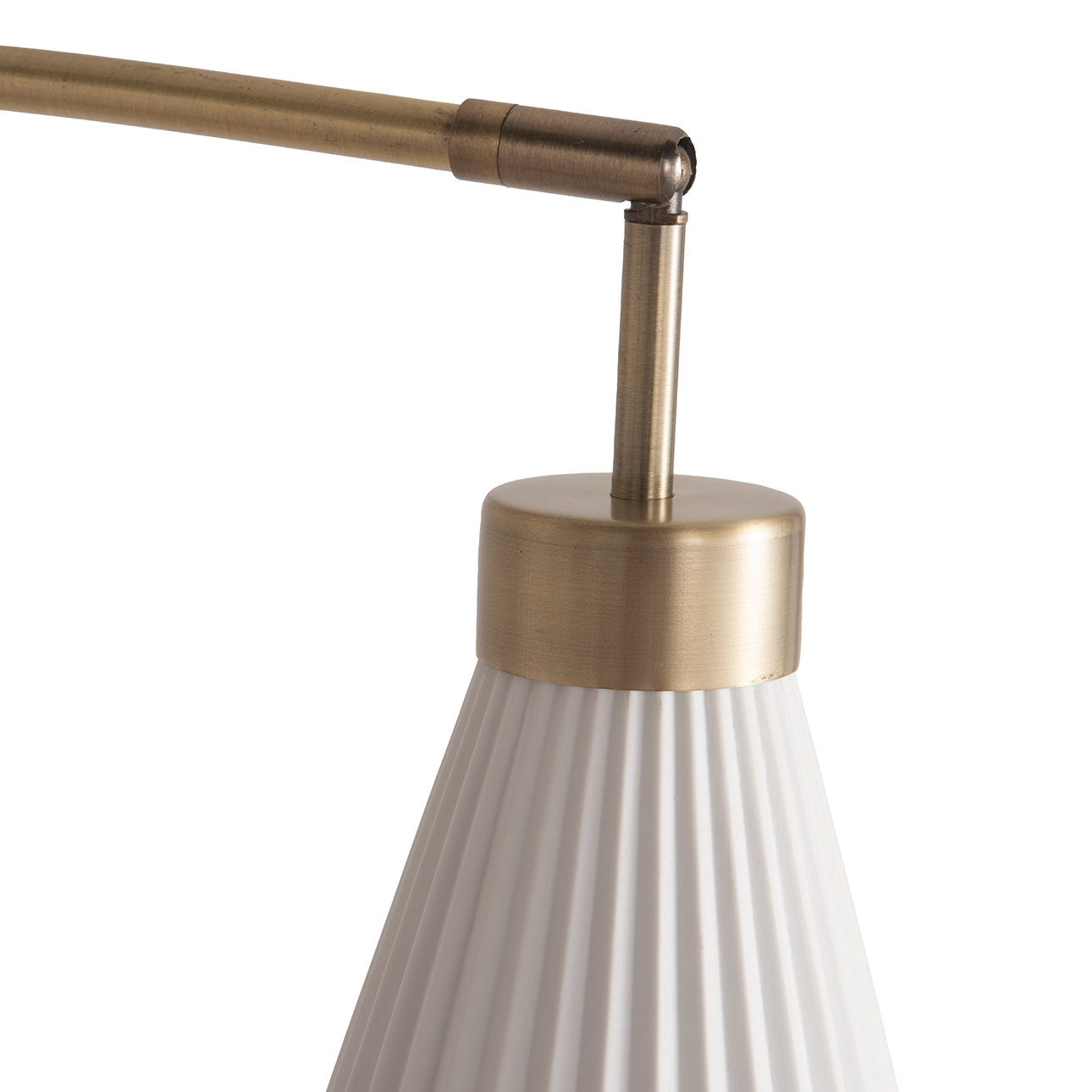 Concord Bone Porcelain Shade 3 Light Arc Floor Lamp – 85″, Weathered Brass & Walnut, Dimmer Switch - Image 5