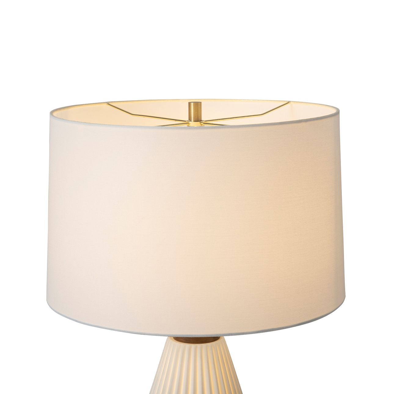 Concord Bone Porcelain Table Lamp – 28″, White and Walnut, 4-Way Rotary Switch - Image 5
