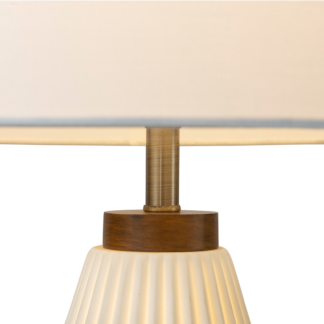Concord Bone Porcelain Table Lamp – 28″, White and Walnut, 4-Way Rotary Switch - Image 6