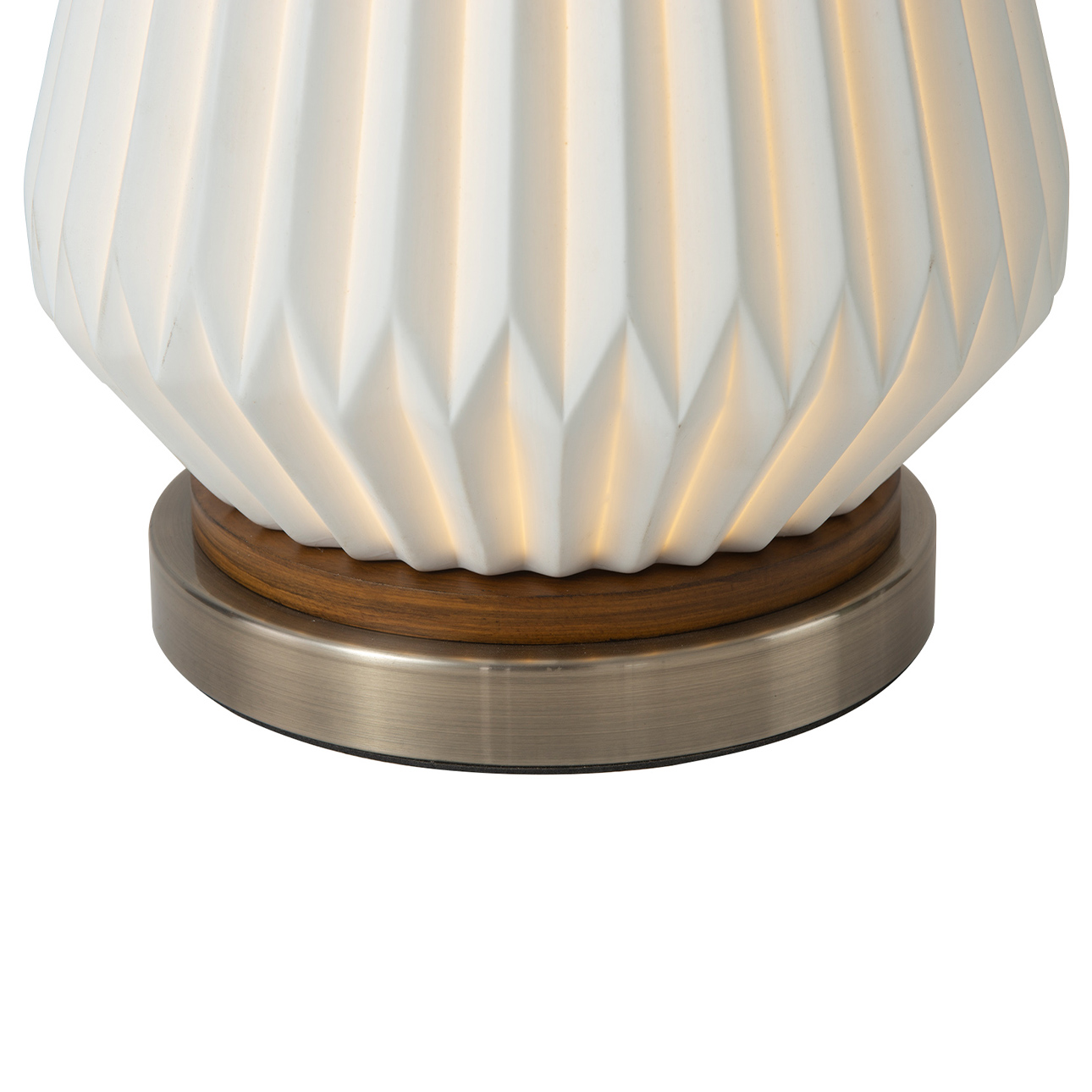Concord Bone Porcelain Table Lamp – 28″, White and Walnut, 4-Way Rotary Switch - Image 8