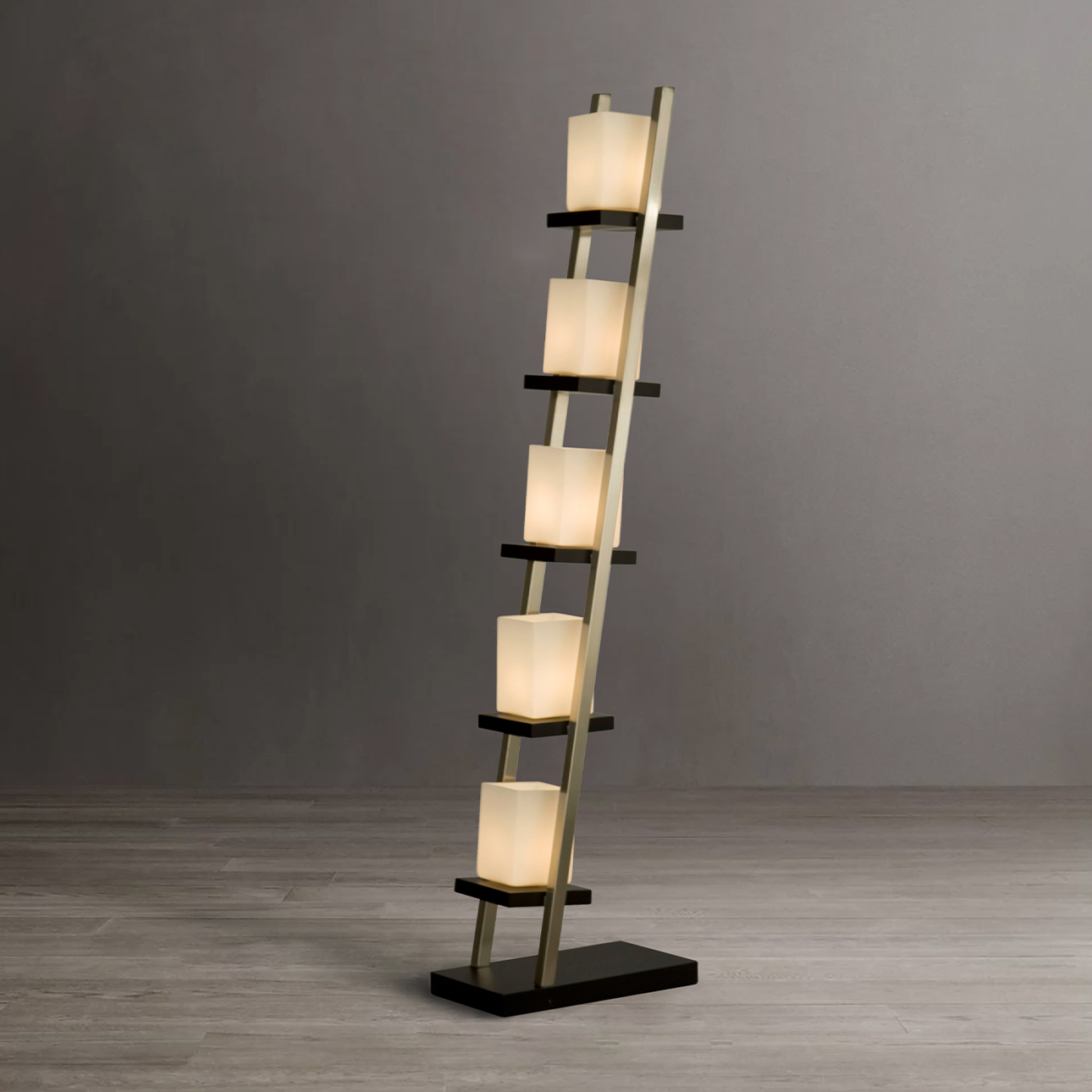 Escalier Floor Lamp – 61″, Espresso & Brushed Nickel, On/Off Switch - Image 4