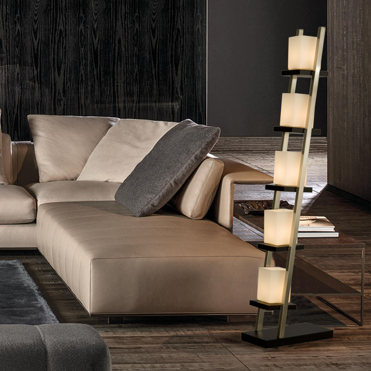 Escalier Floor Lamp – 61″, Espresso & Brushed Nickel, On/Off Switch - Image 2