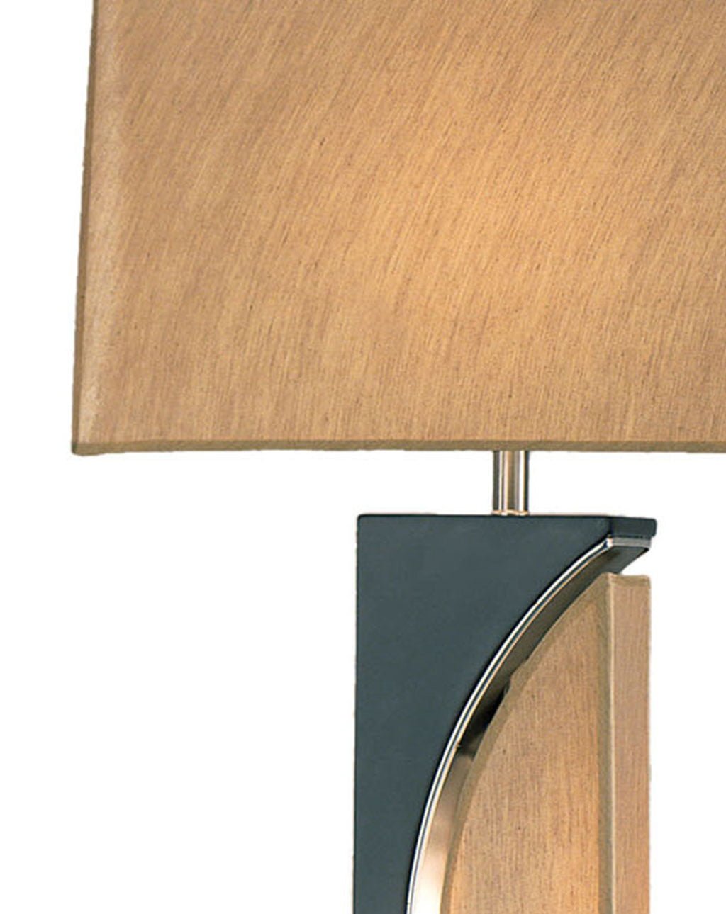 Half Moon Floor Lamp with Nightlight – Dark Brown, Etruscan Gold Linen Shade - Image 2