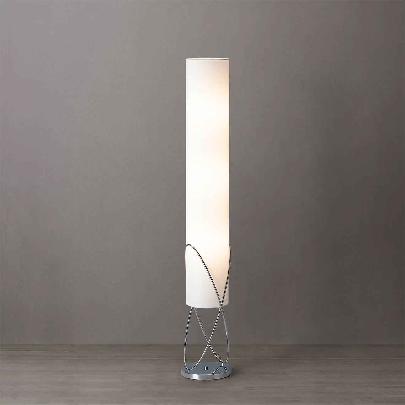 Internal Floor Lamp – Chrome, White Linen Shade, Dimmer Switch - Image 2