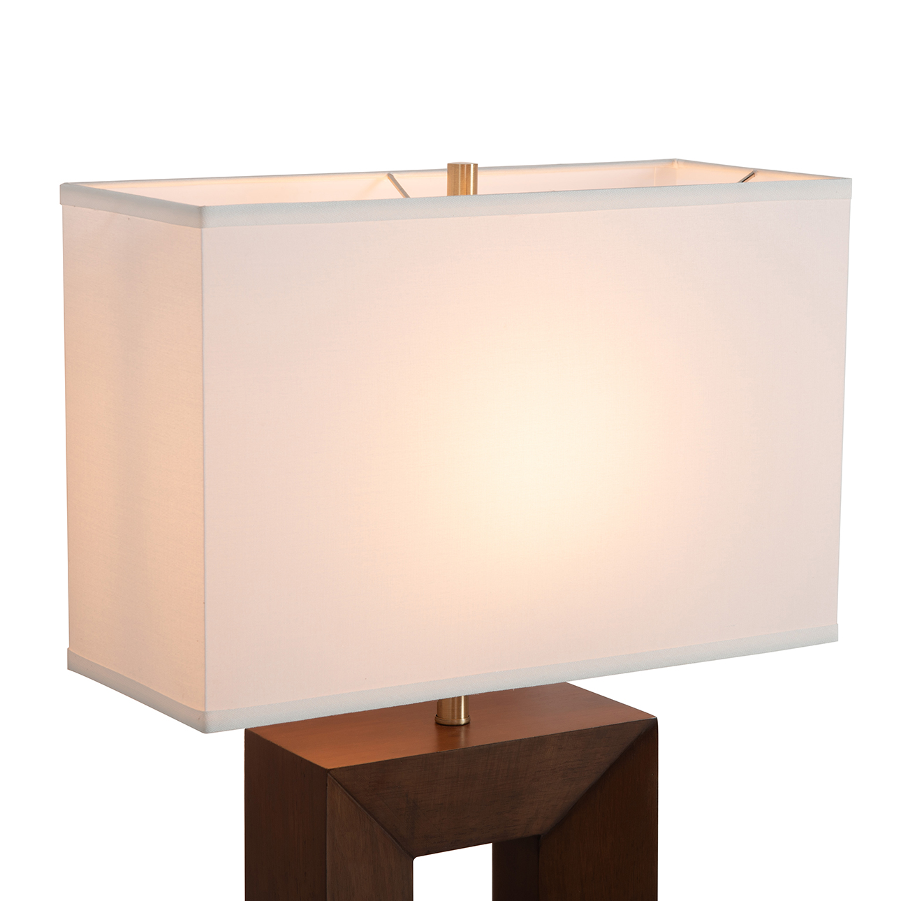 Julie Standing Table Lamp – Dark Walnut Wood Finish, Weathered Brass, White Linen Shade - Image 5