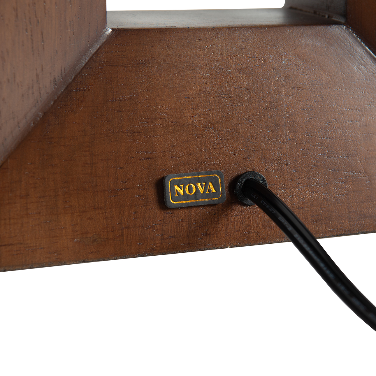 Julie Standing Table Lamp – Ebony Wood Finish, Weathered Brass, White Linen Shade - Image 7
