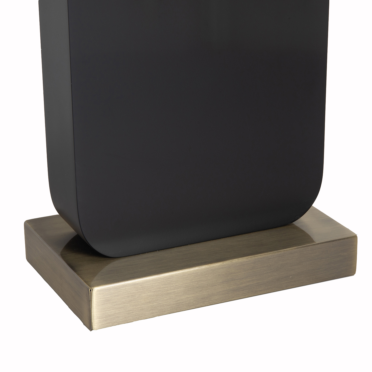 Laurel Table Lamp – Ebony Wood Finish, Weathered Brass, White Linen Shade - Image 8