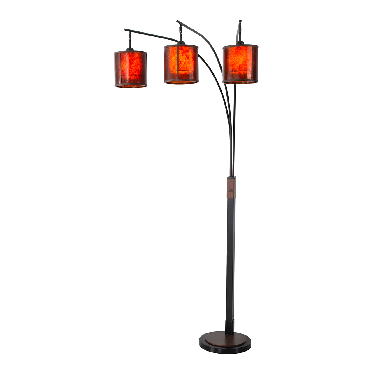 Layers Natural Mica 3 Light Arc Floor Lamp – 86″, Charcoal Gray & Gunmetal, Dimmer Switch - Image 2