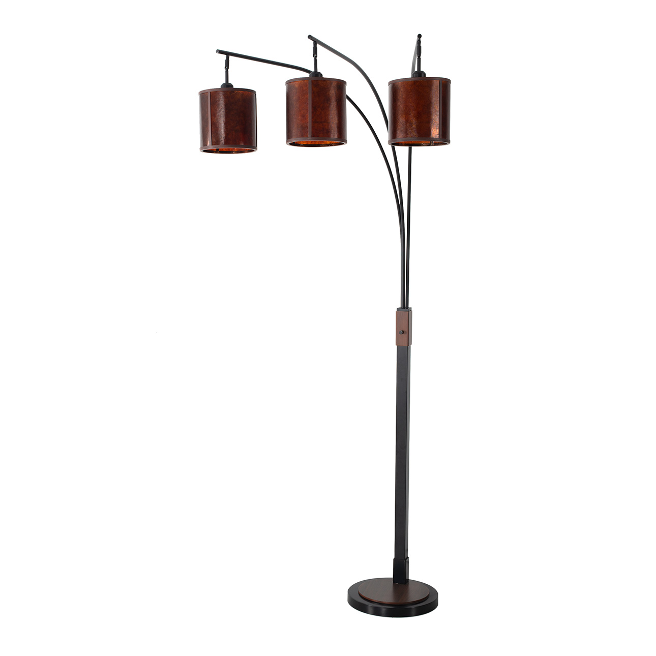 Layers Natural Mica 3 Light Arc Floor Lamp – 86″, Charcoal Gray & Gunmetal, Dimmer Switch - Image 3