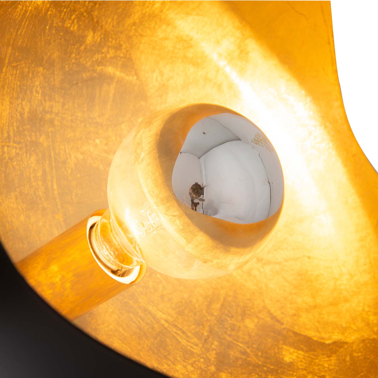 Luna Bella Accent Table Lamp – Black & Gold-leaf shade, Weathered Brass, Black Marble Base - Image 9