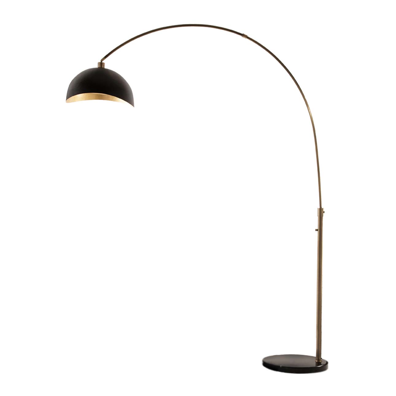 Luna Bella Arc Floor Lamp – 92″, Weathered Brass, Matte Black/Gold Leaf Shade, Dimmer Switch, Marble base - Image 9