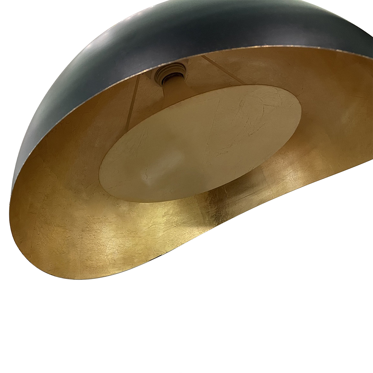 Luna Bella Arc Floor Lamp – 92″, Weathered Brass, Matte Black/Gold Leaf Shade, Dimmer Switch, Marble base - Image 11