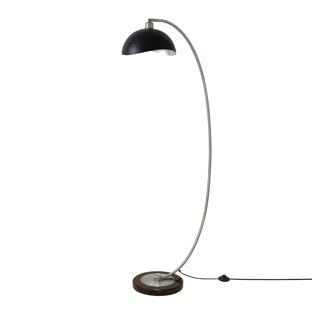 Luna Bella Chairside Arc Floor Lamp – Black & Silver-Leaf Shade, Antique Nickel, Black Marble Base, Dimmer - Image 3