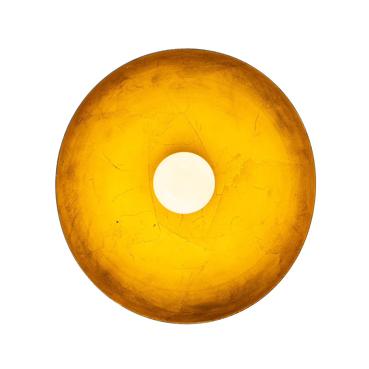 Luna Bella Flush Mount Ceiling Light – Matte Black & Gold-Leaf Shade, Weathered Brass - Image 6