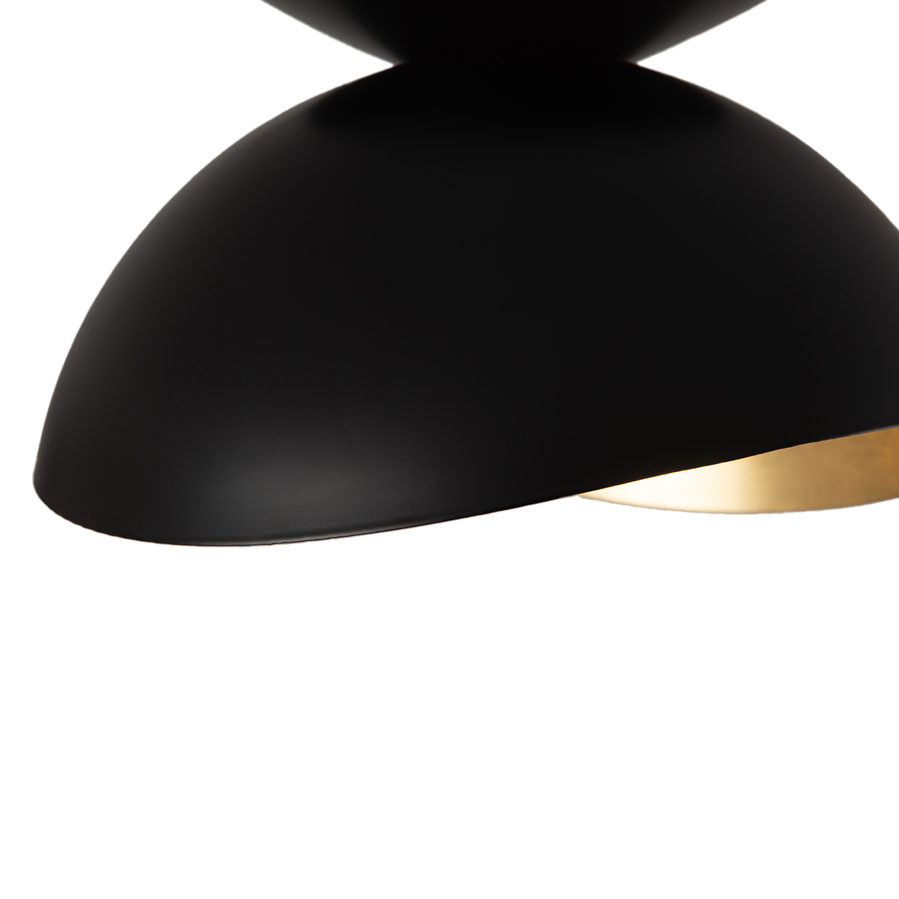 Luna Bella Flush Mount Ceiling Light – Matte Black & Gold-Leaf Shade, Weathered Brass - Image 4