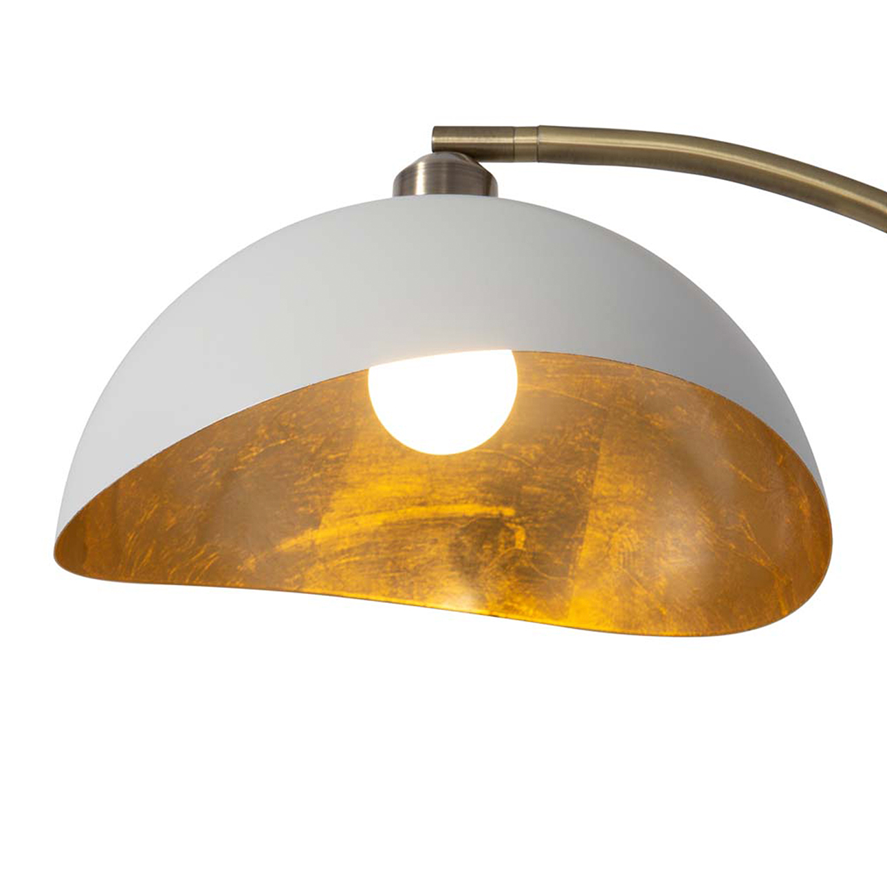 Luna Bella Table Lamp – 27″, Weathered Brass & Matte White/Gold Leaf Shade, Dimmer Switch, Marble Base - Image 5