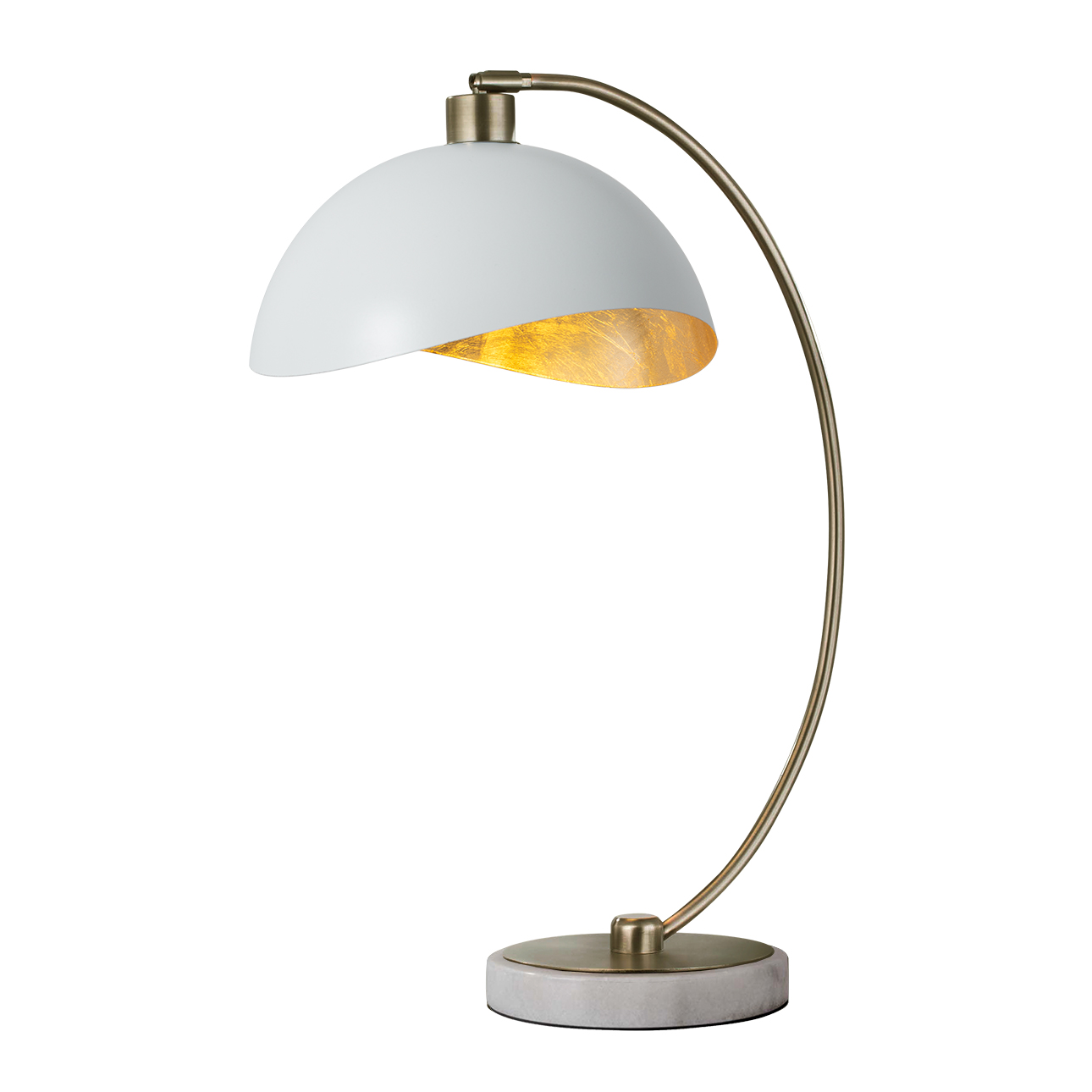 Luna Bella Table Lamp – 27″, Weathered Brass & Matte White/Gold Leaf Shade, Dimmer Switch, Marble Base - Image 3