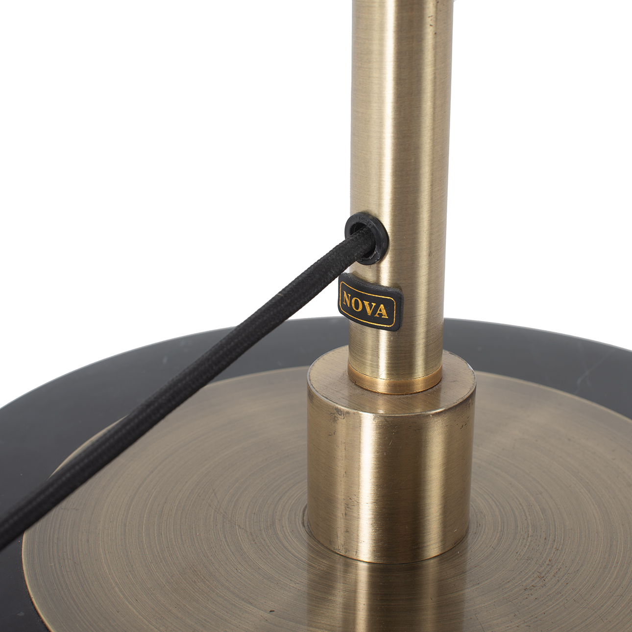 Luna Bella Torchiere Floor Lamp – Matte Black & Gold-Leaf Shade, Weathered Brass, Black Marble Base, Dimmer - Image 7