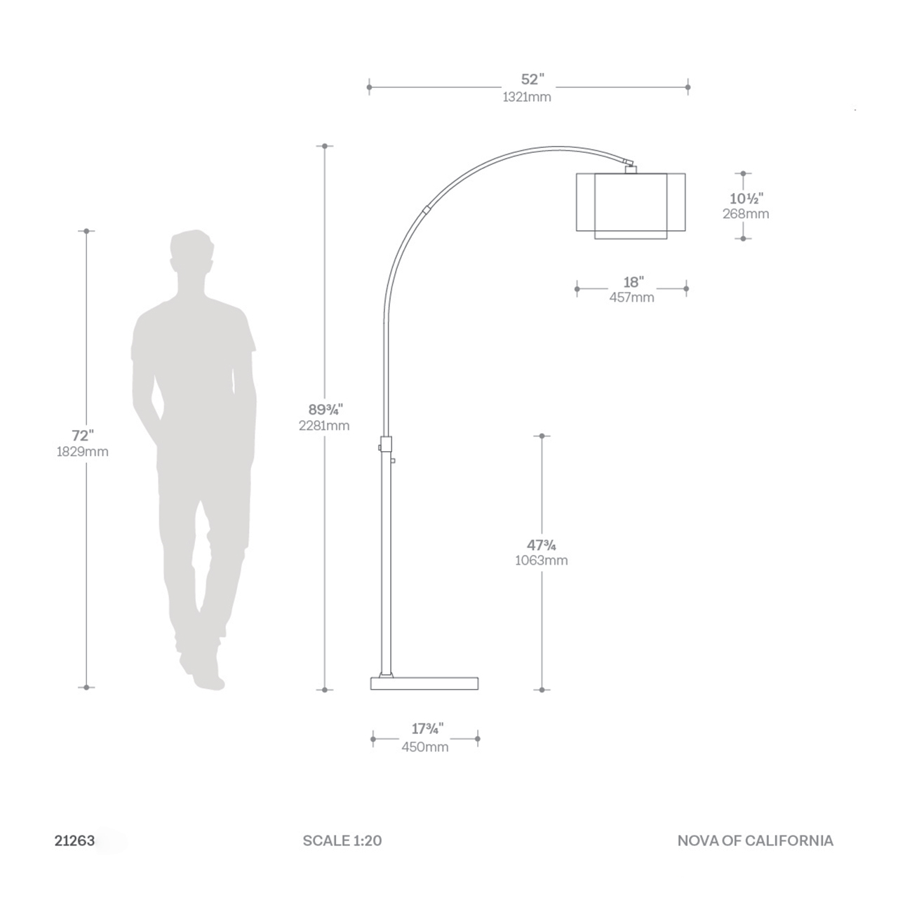 Marilyn 1 Light Arc Floor Lamp – 94″, Weathered Brass, Mylar & Crystal Shades, Rotary Switch, Marble base - Image 10