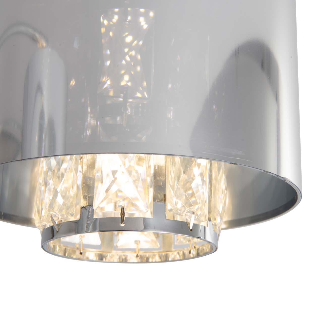 Marilyn 3 Light Arc Floor Lamp – 90″, Polished Chrome & Mylar/Crystal Shades, Rotary Switch, Marble base - Image 6