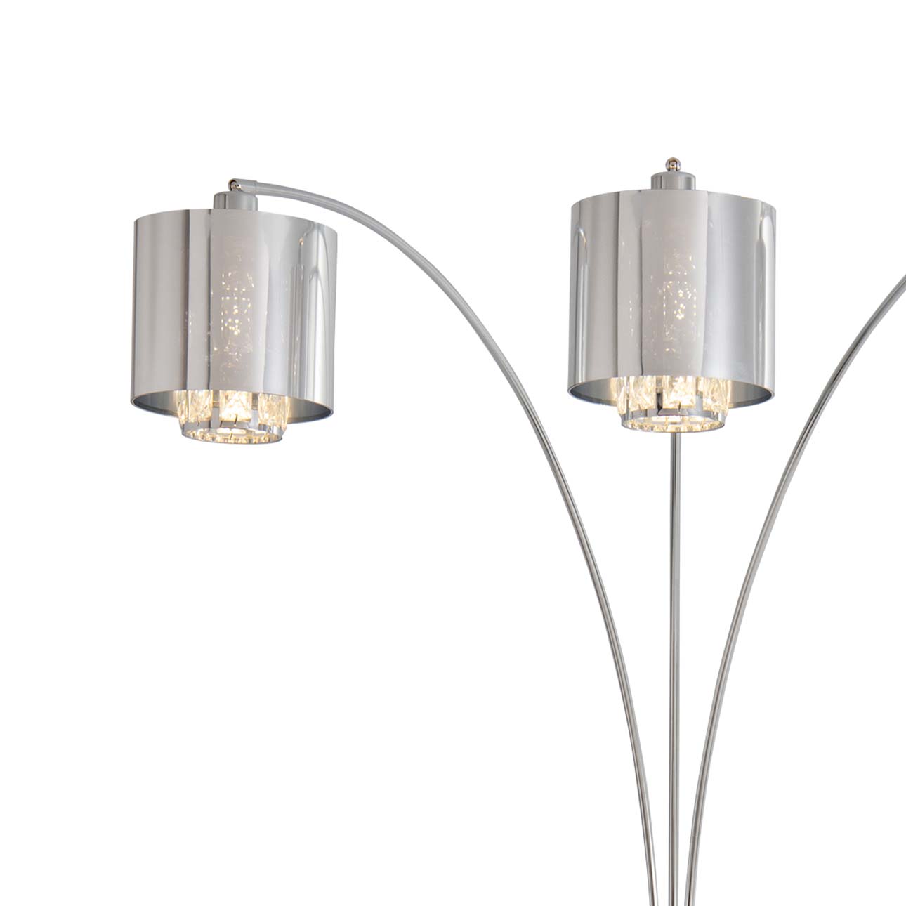Marilyn 3 Light Arc Floor Lamp – 90″, Polished Chrome & Mylar/Crystal Shades, Rotary Switch, Marble base - Image 5
