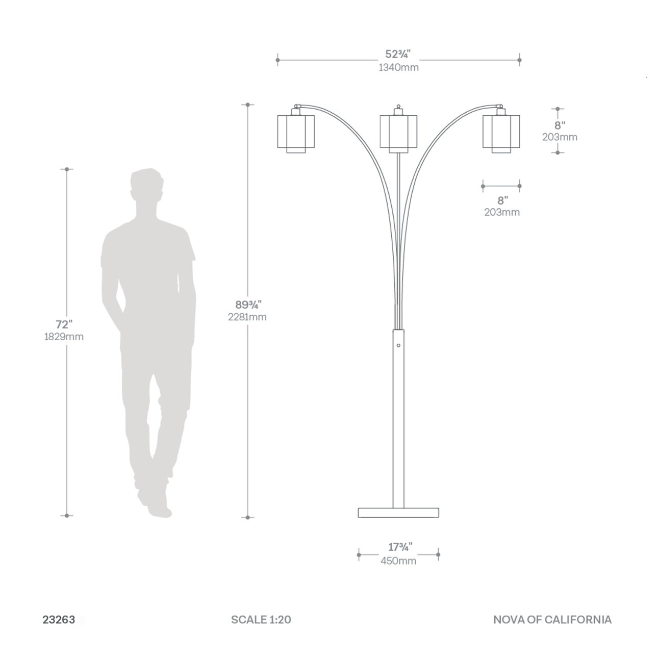 Marilyn 3 Light Arc Floor Lamp – 90″, Weathered Brass, Mylar & Crystal Shade, Rotary On/Off Switch, Marble base - Image 9