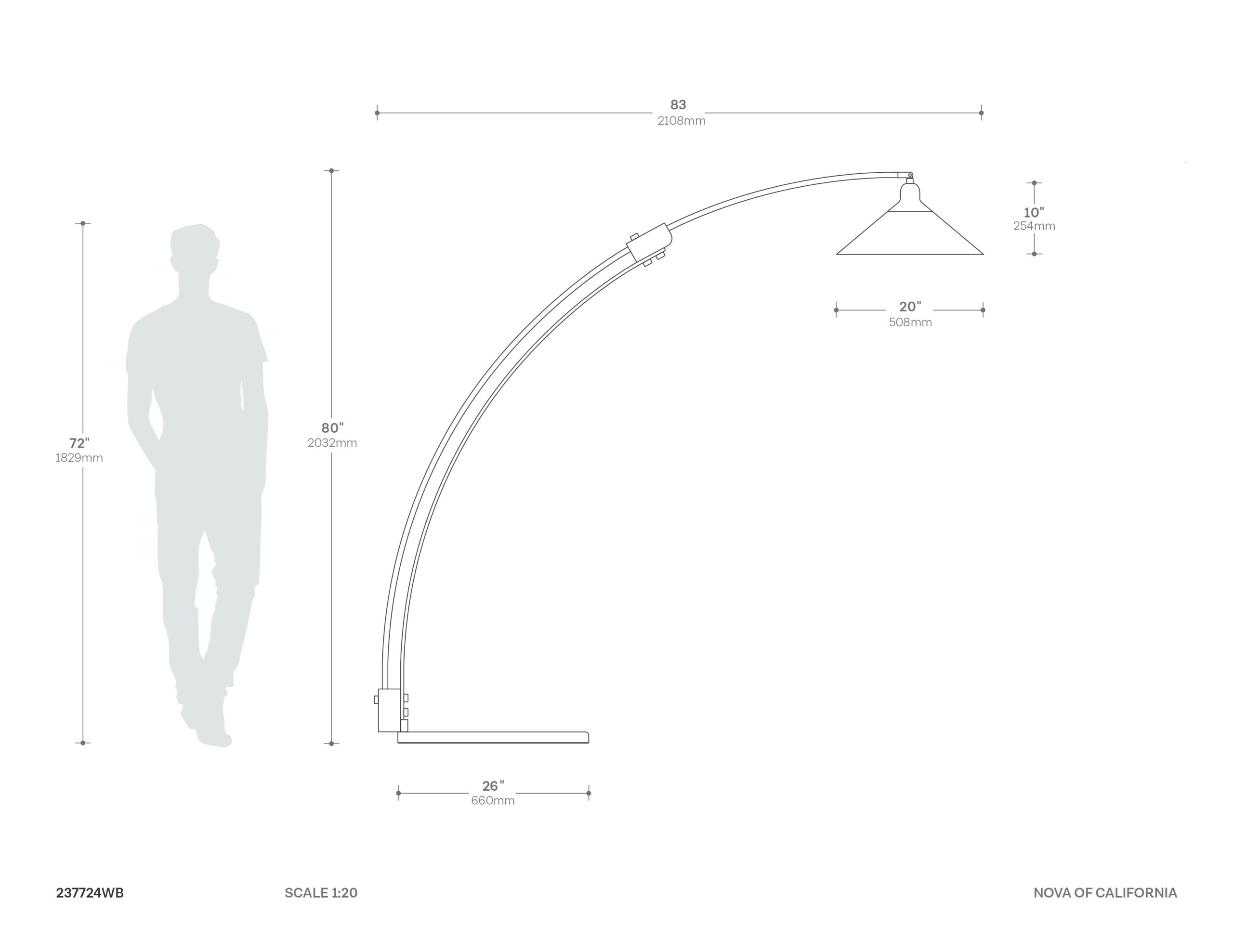 Melmar Arc Floor Lamp – Weathered Brass and Walnut, Dimmer Switch, V-base - Image 10