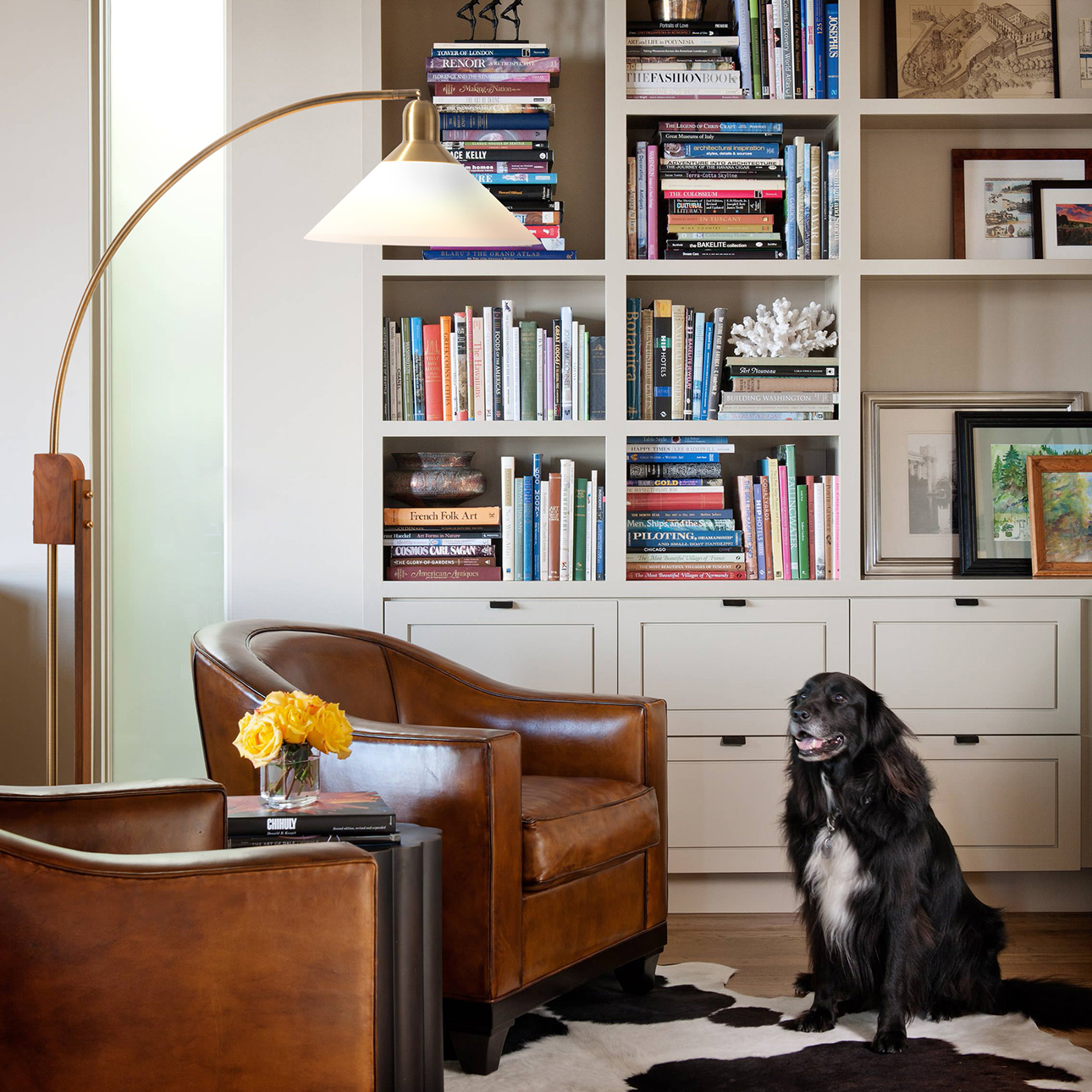 Melmar Chairside Arc Floor Lamp – Weathered Brass and Walnut, Dimmer Switch, V-Base - Image 3