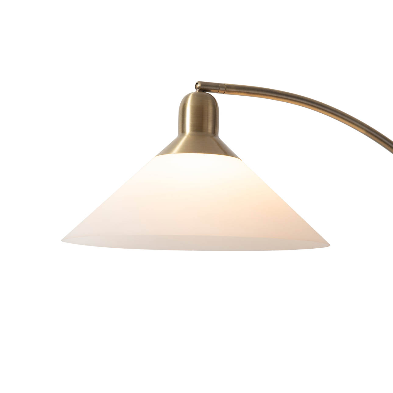 Melmar Chairside Arc Floor Lamp – Weathered Brass and Walnut, Dimmer Switch, V-Base - Image 7