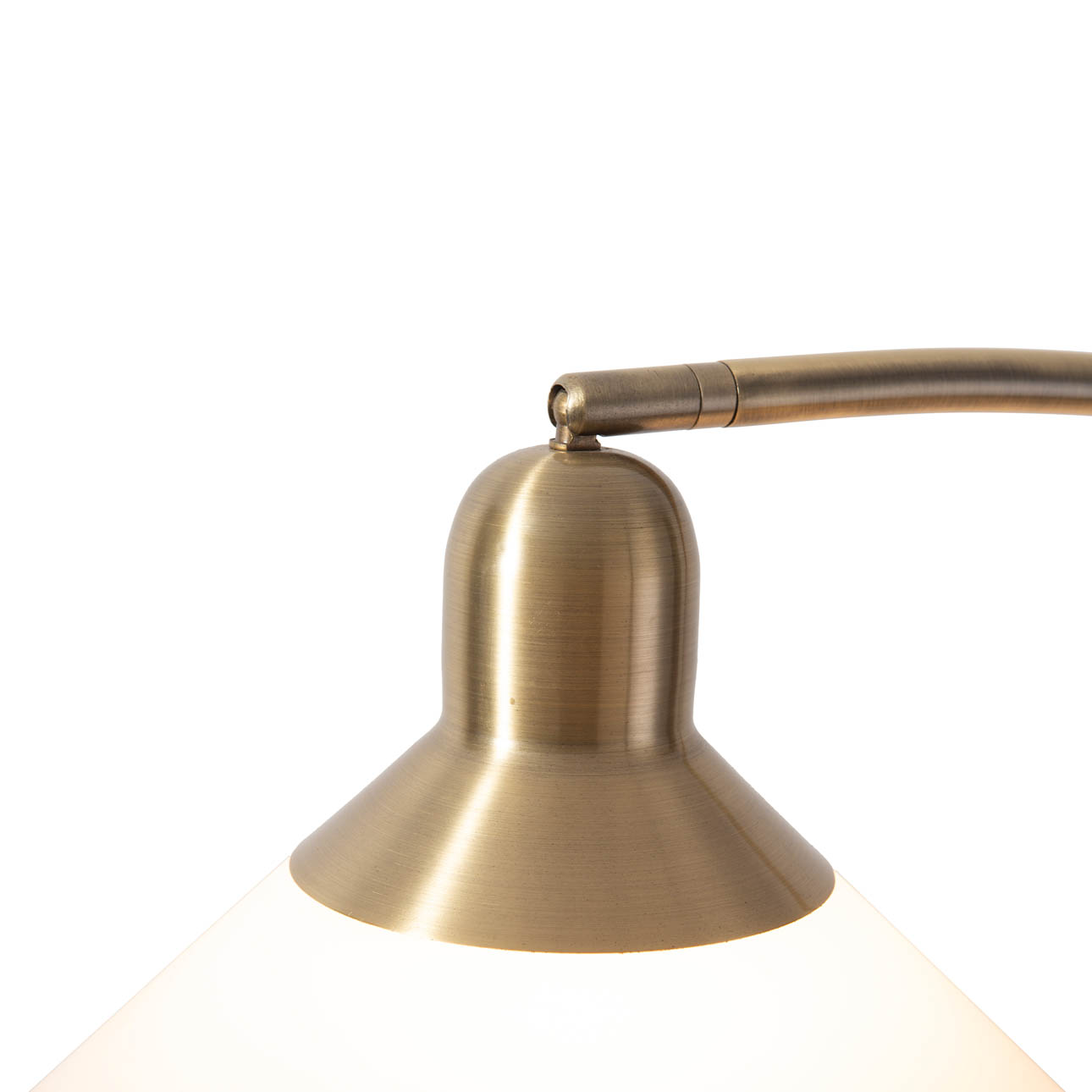 Melmar Chairside Arc Floor Lamp – Weathered Brass and Walnut, Dimmer Switch, V-Base - Image 8
