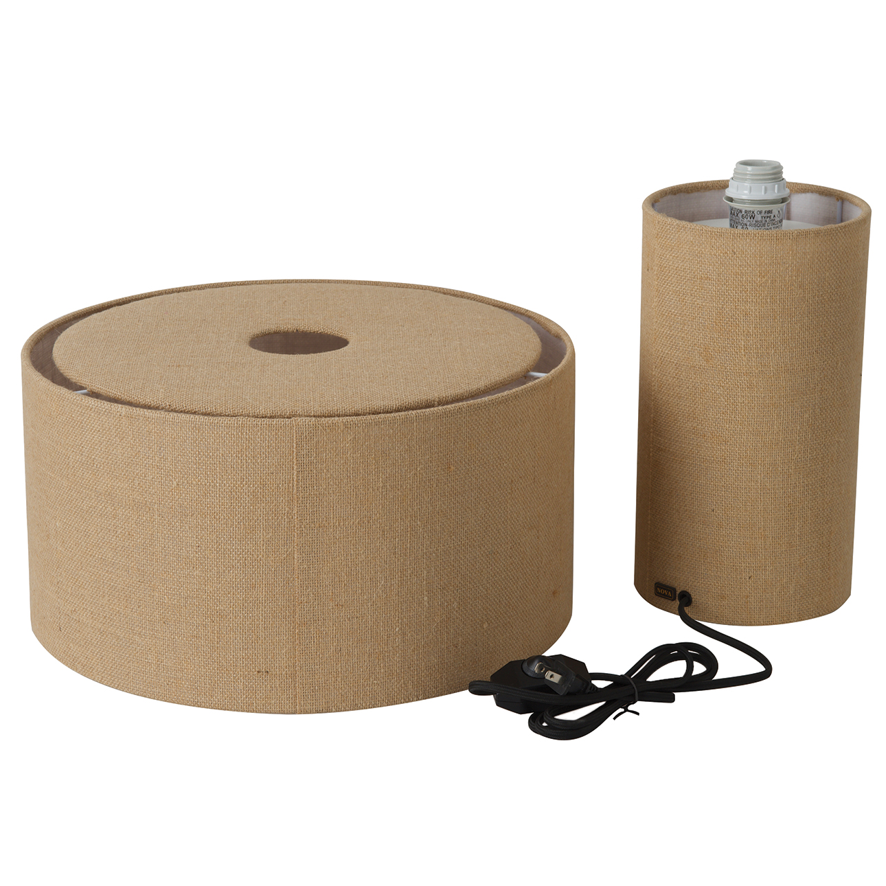Moonlight Table Lamp – Woven Burlap Shade, Dimmer Switch - Image 9