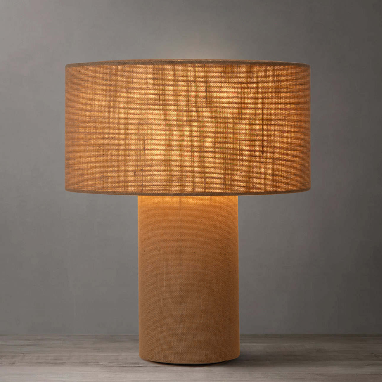 Moonlight Table Lamp – Woven Burlap Shade, Dimmer Switch - Image 4