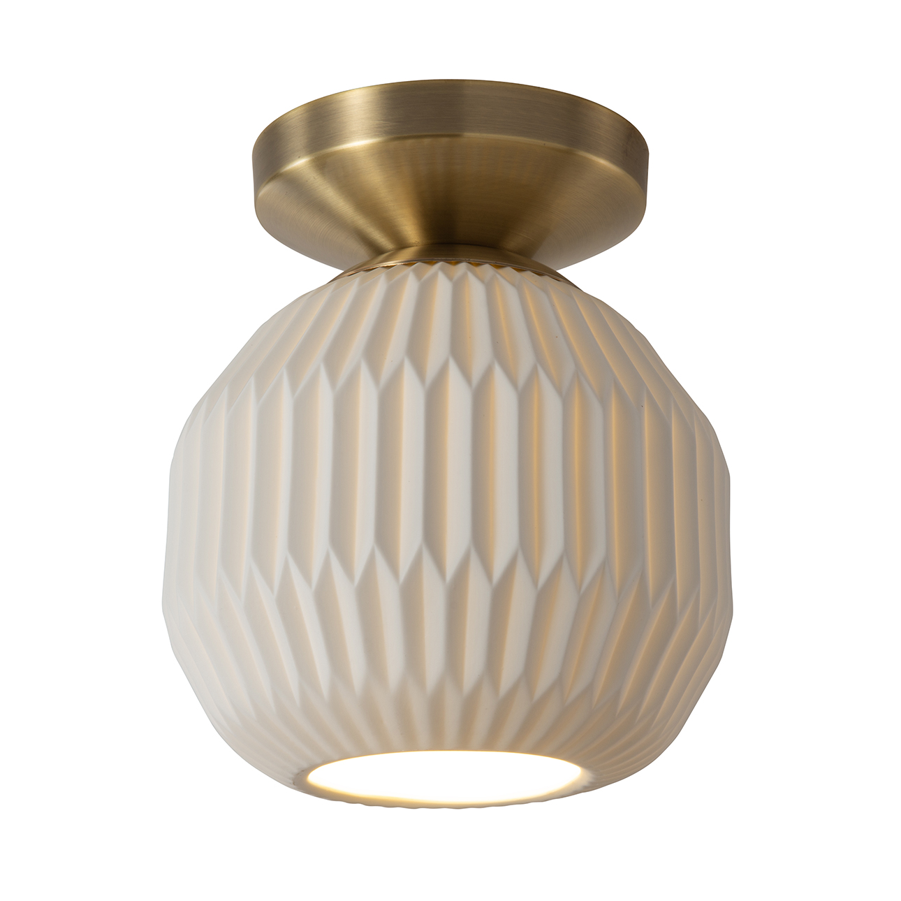 Moraga Bone Porcelain Semi-Flush Mount Ceiling Light – Weathered Brass - Image 3