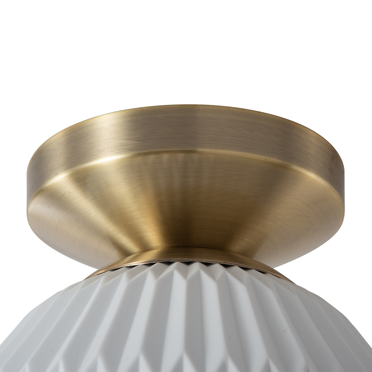 Moraga Bone Porcelain Semi-Flush Mount Ceiling Light – Weathered Brass - Image 4