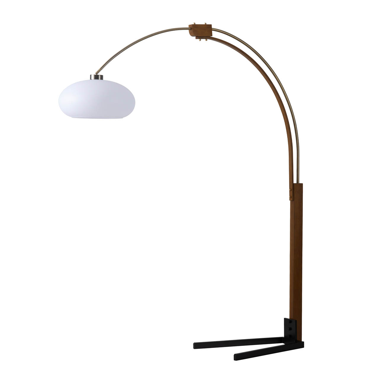 Morelli Arc Floor Lamp – 84″, Weathered Brass & Walnut, Dimmer Switch, V-base - Image 4