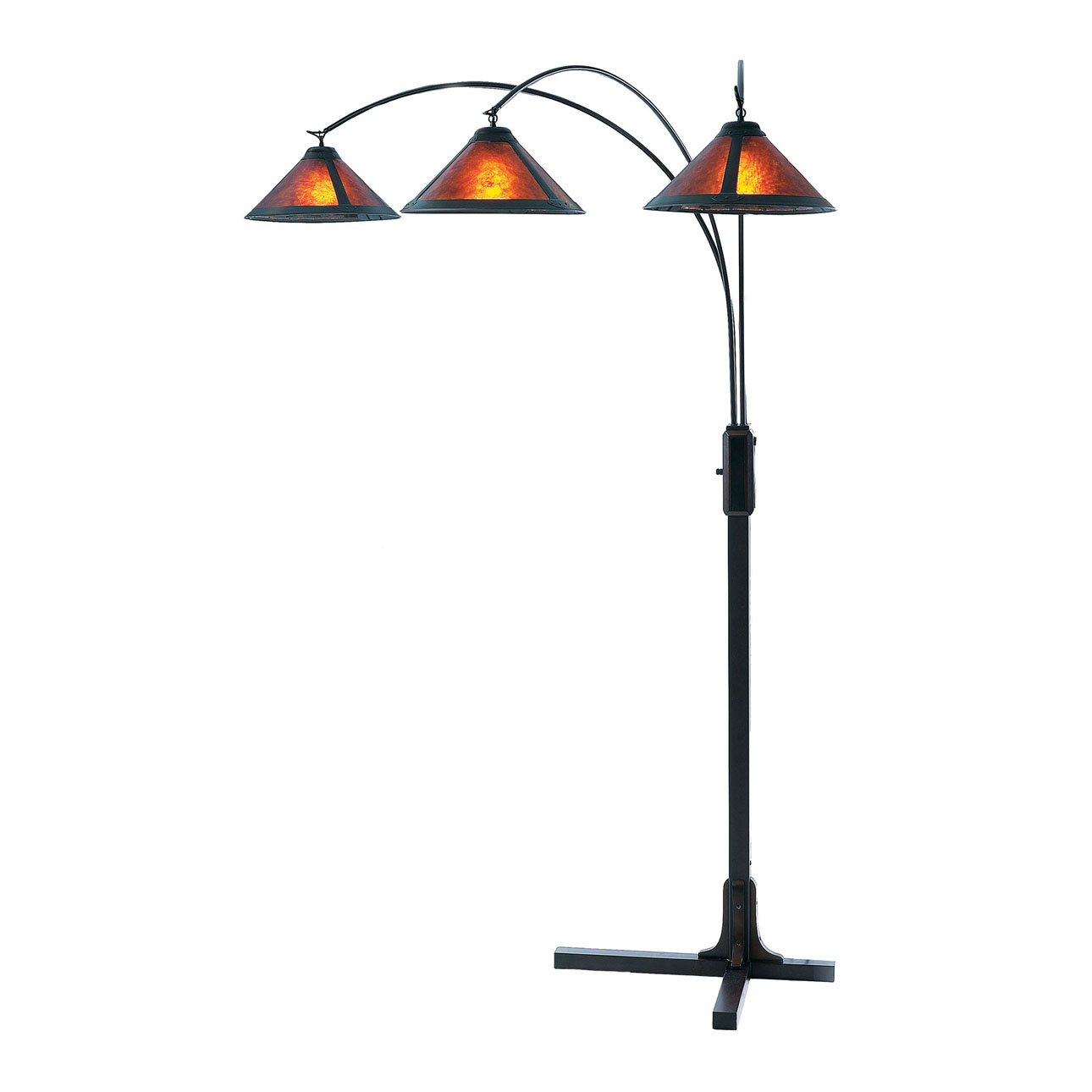 Natural Mica 3 Light Arc Floor Lamp – 86″, Espresso Wood , Bronze & Amber Mineral Mica, Dimmer Switch, X-base - Image 6