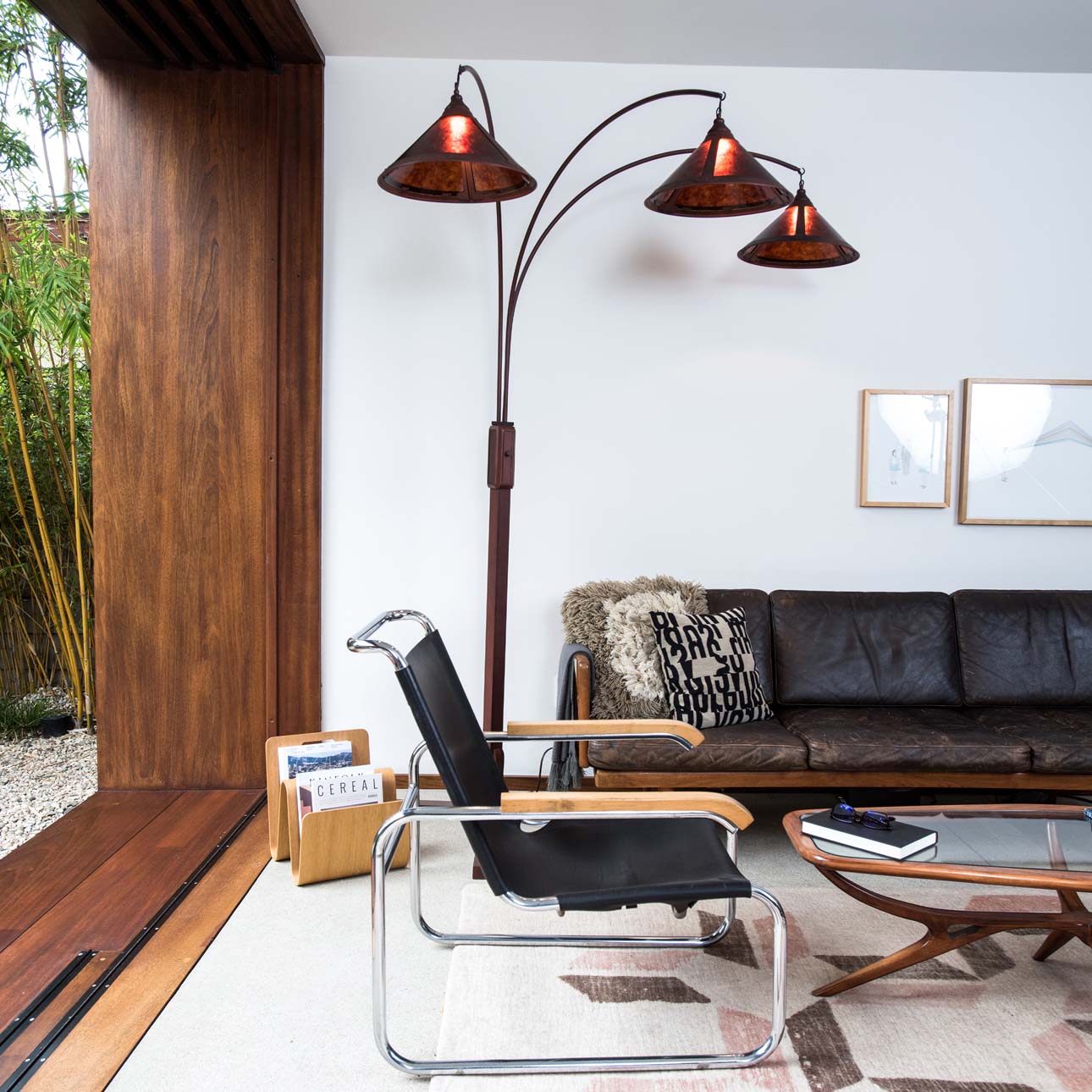 Natural Mica 3 Light Arc Floor Lamp – 86″, Espresso Wood , Bronze & Amber Mineral Mica, Dimmer Switch, X-base - Image 11
