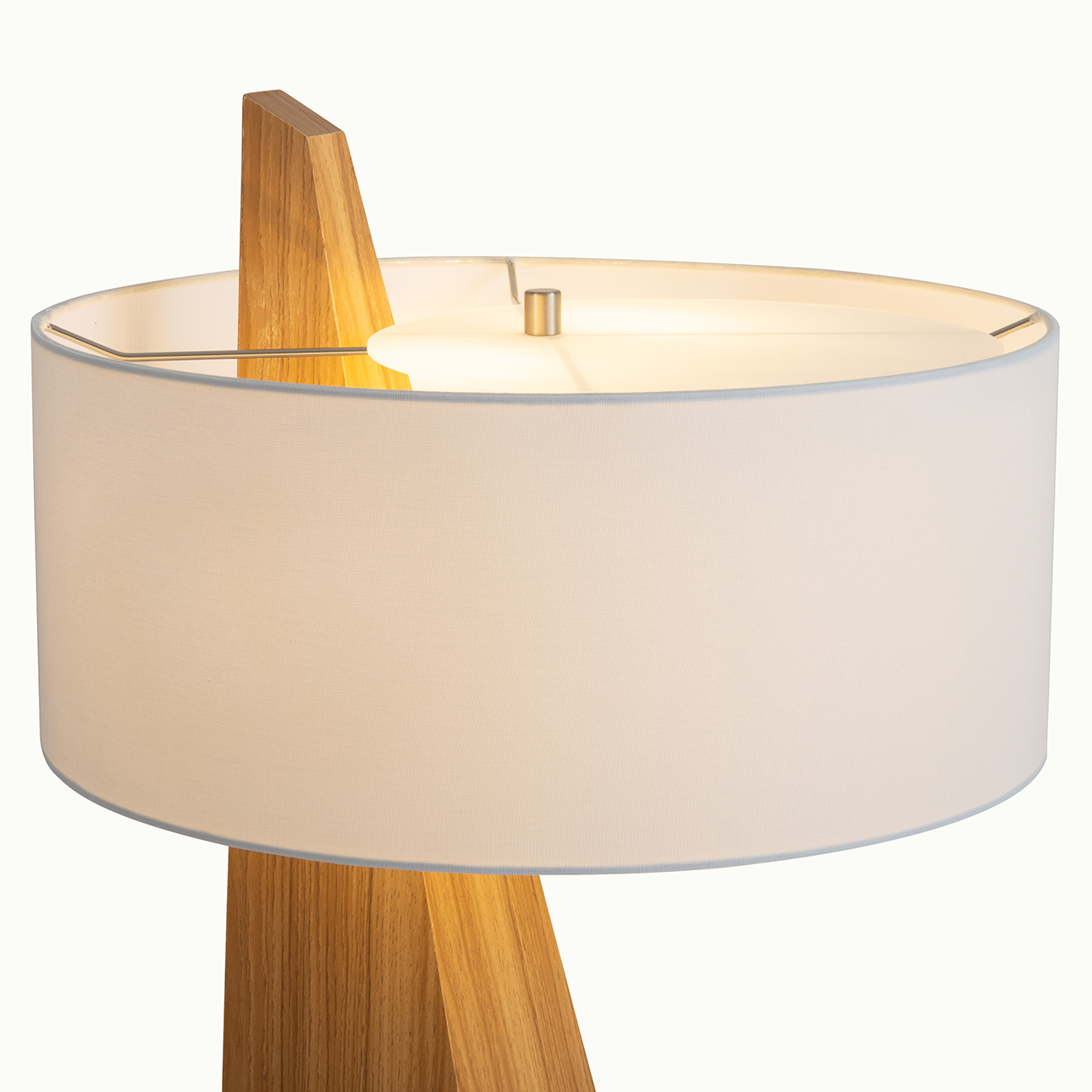 Obelisk Floor Lamp – Natural Ash Wood Finish, White Cotton-Linen Shade - Image 4