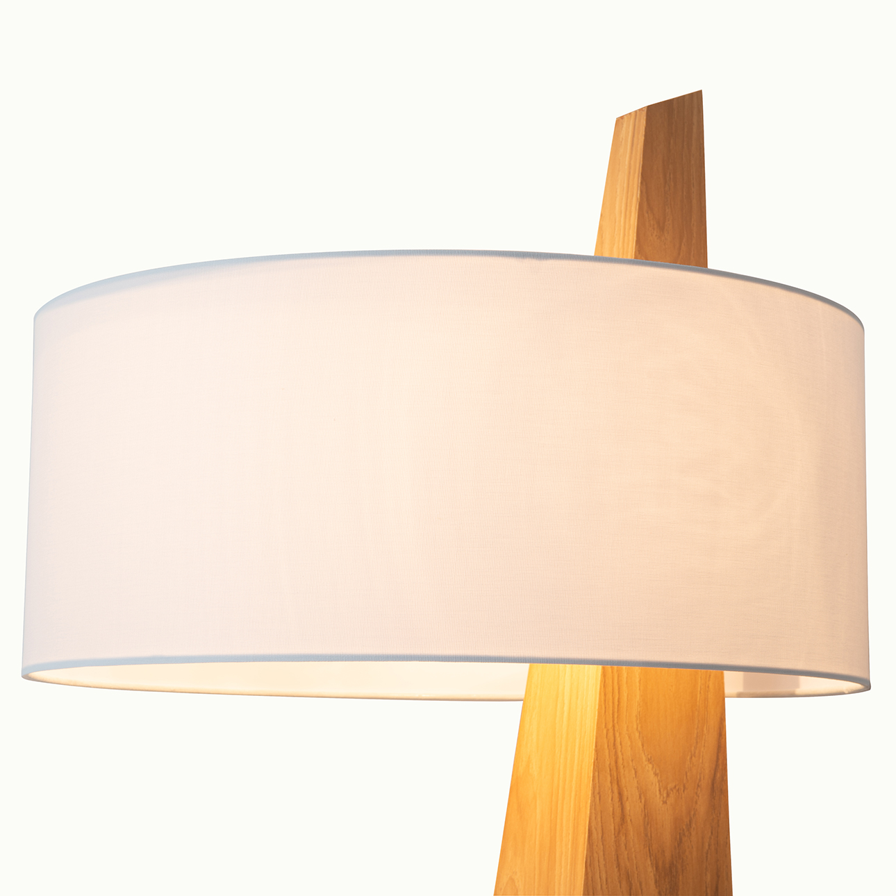 Obelisk Floor Lamp – Natural Ash Wood Finish, White Cotton-Linen Shade - Image 7