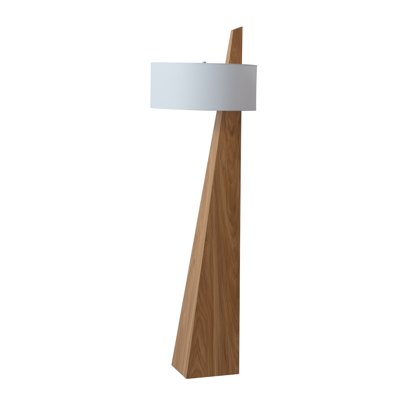 Obelisk Floor Lamp – Natural Ash Wood Finish, White Cotton-Linen Shade - Image 9