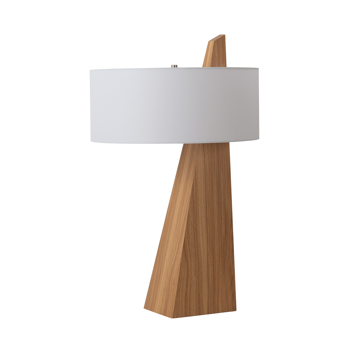 Obelisk Table Lamp – Natural Ash Wood Finish, White Cotton-Linen Shade - Image 8