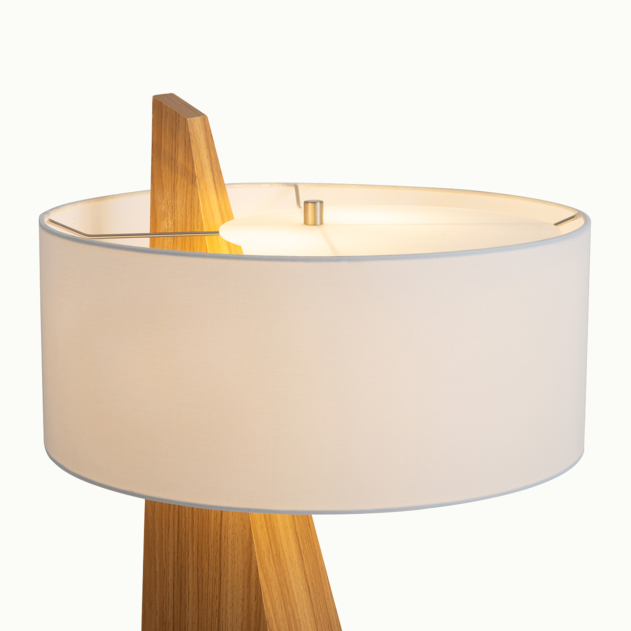 Obelisk Table Lamp – Natural Ash Wood Finish, White Cotton-Linen Shade - Image 4