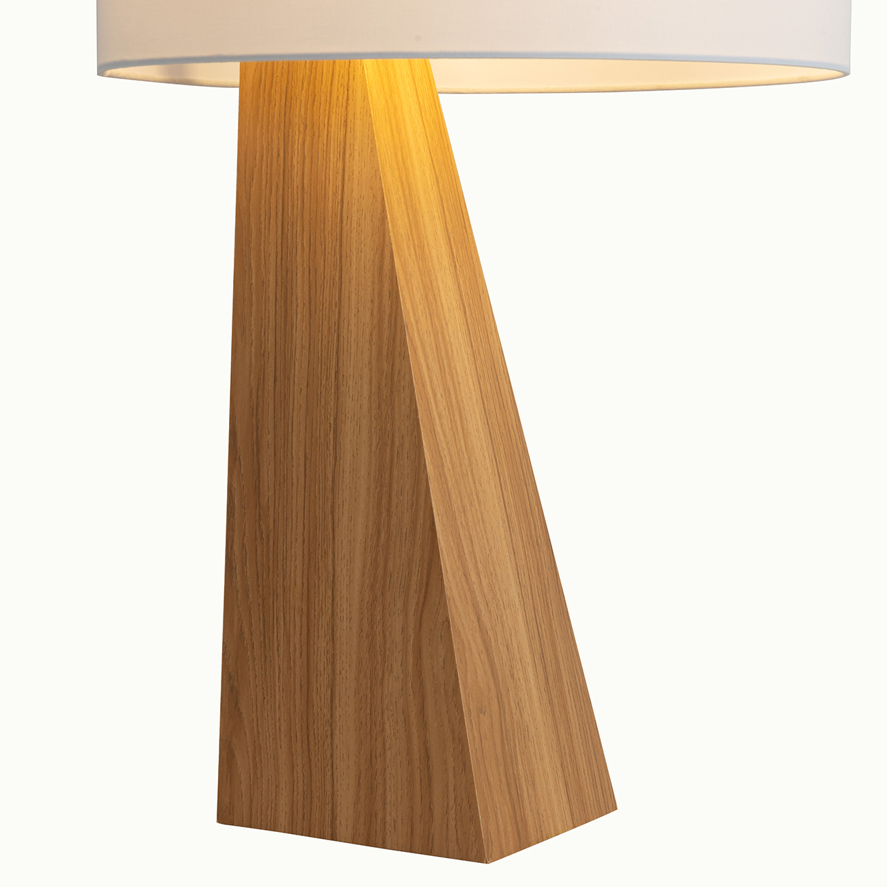 Obelisk Table Lamp – Natural Ash Wood Finish, White Cotton-Linen Shade - Image 5