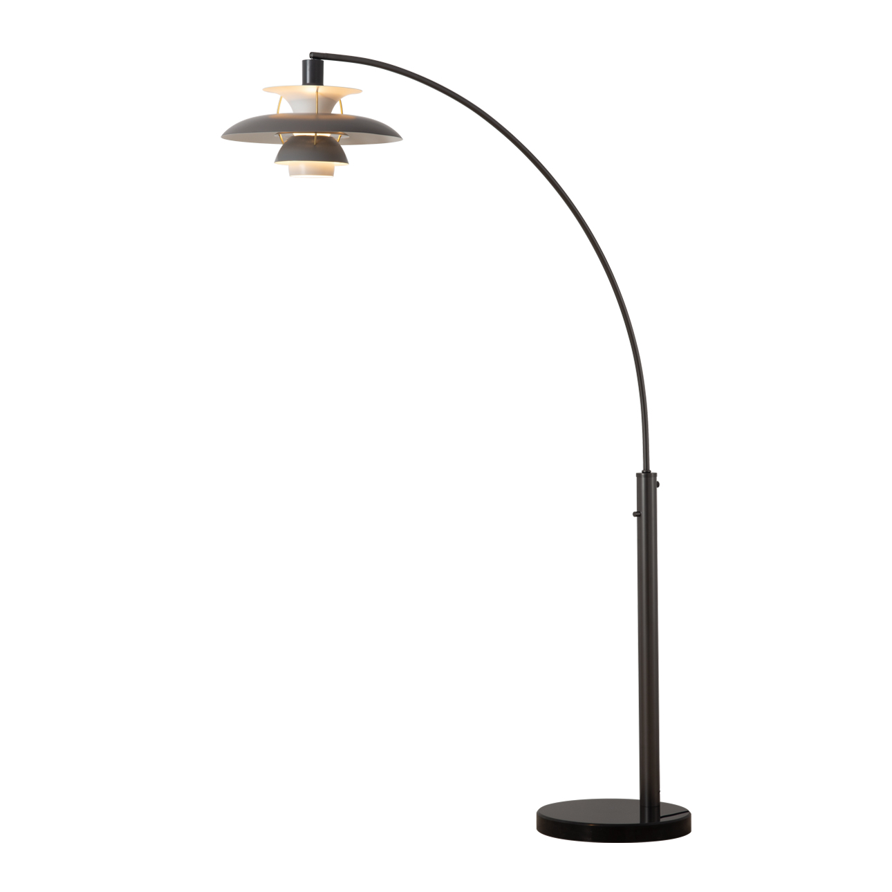 Palm Springs 1 Light Arc Floor Lamp – 83″, Gunmetal and Gray tonal shades, Dimmer Switch, Marble base - Image 3