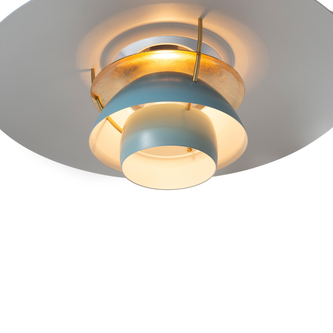 Palm Springs 1 Light Arc Floor Lamp – 83″, Weathered Brass and Blue Tonal Shades, Dimmer Switch, Marble base - Image 6